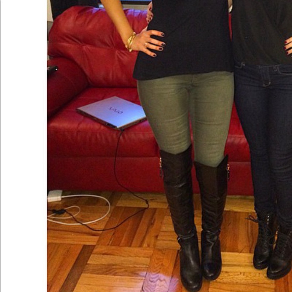 Aldo black leather over the knee boots